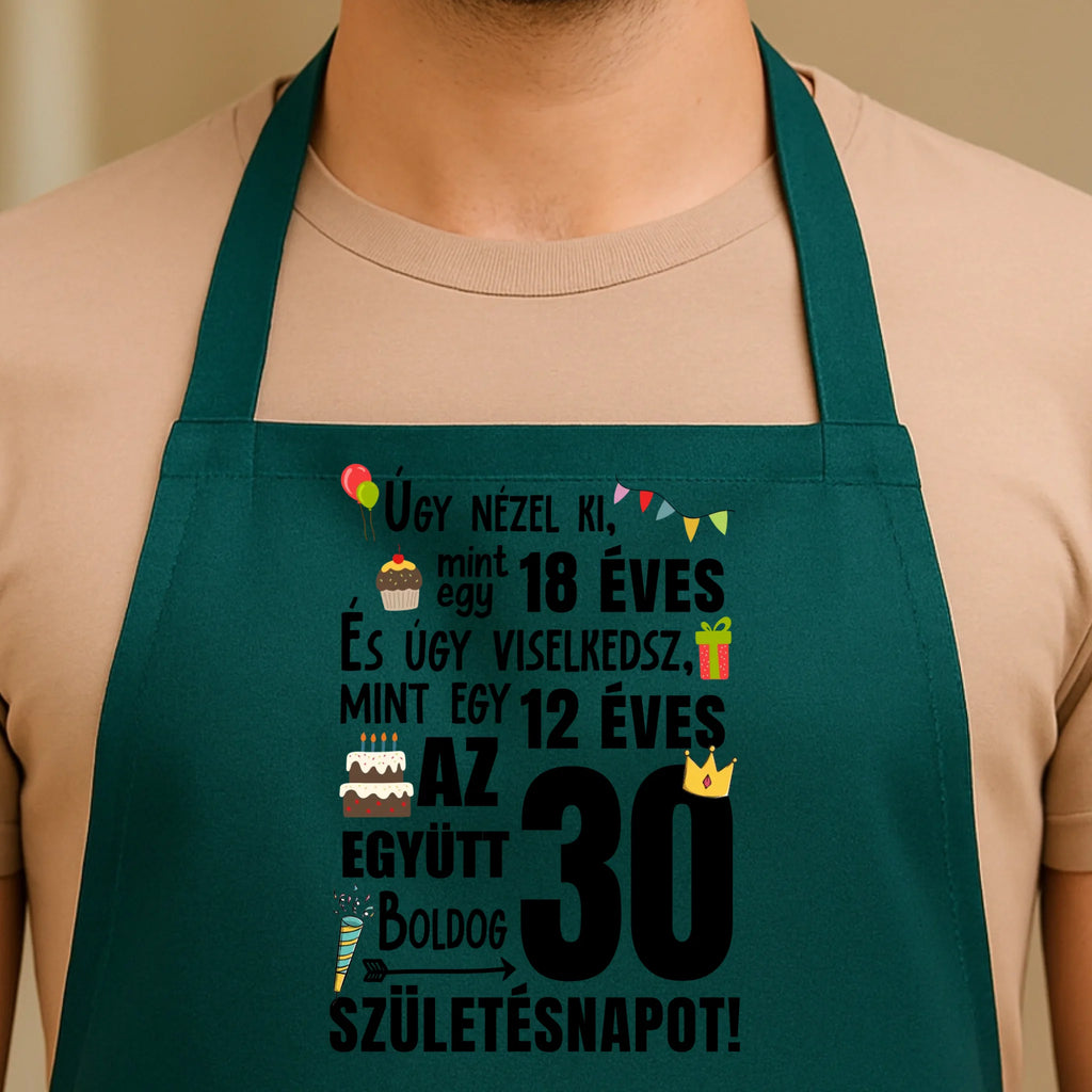 Egyedi zöld kötény - Ajándékverzum