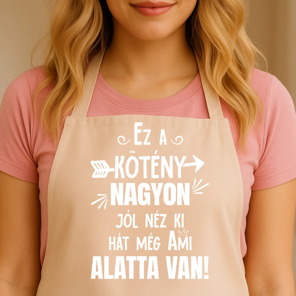 Egyedi bézs kötény - Ajándékverzum