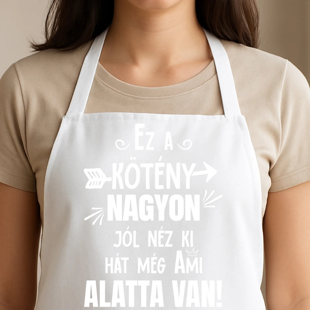Egyedi fehér kötény - Ajándékverzum