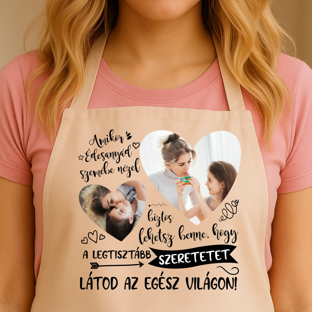 Egyedi bézs kötény - Ajándékverzum