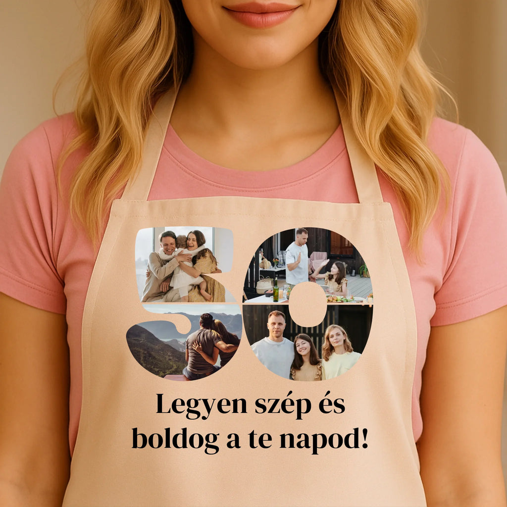 Egyedi bézs kötény - Ajándékverzum