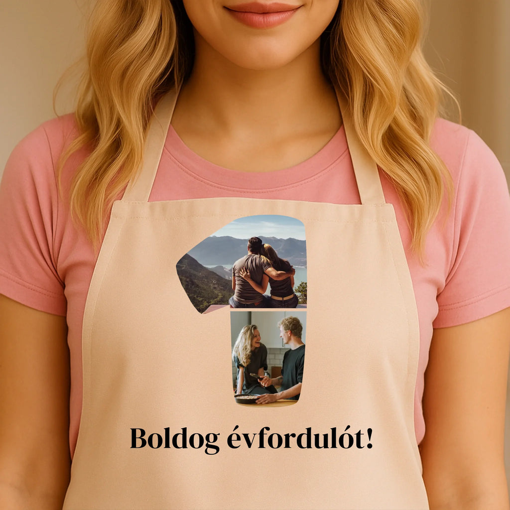 Egyedi bézs kötény - Ajándékverzum