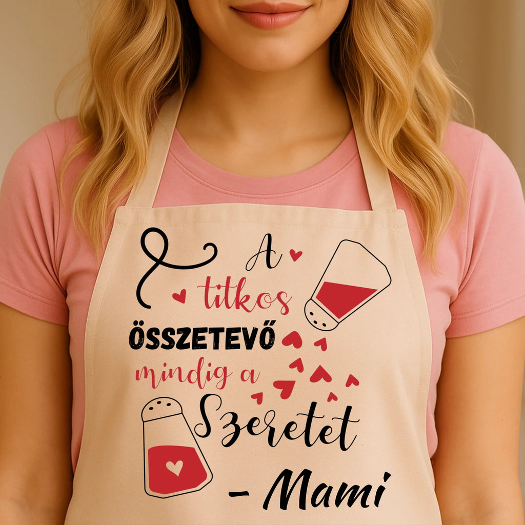 Egyedi bézs kötény - Ajándékverzum