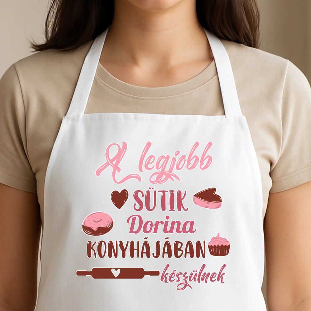Egyedi fehér kötény - Ajándékverzum
