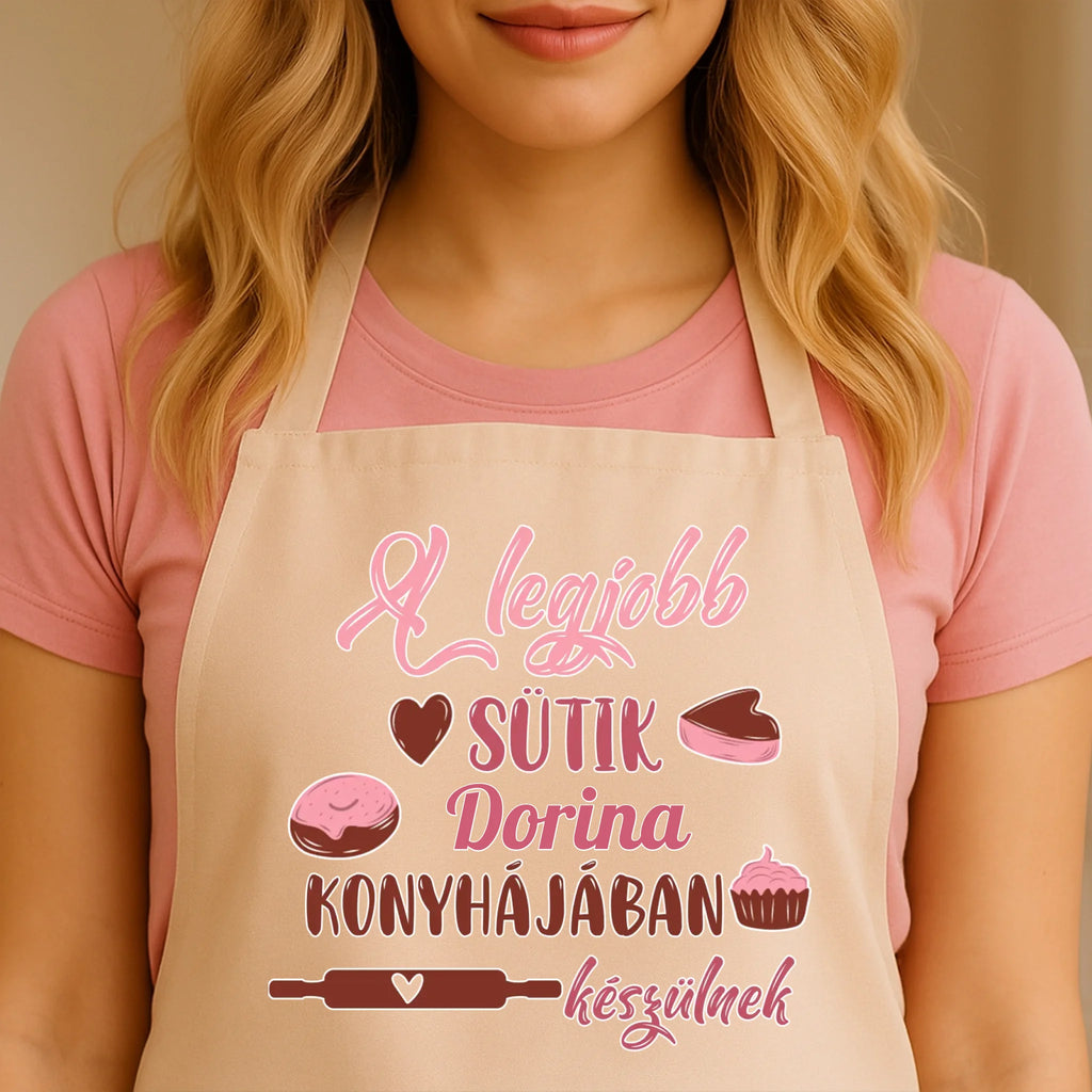 Egyedi bézs kötény - Ajándékverzum