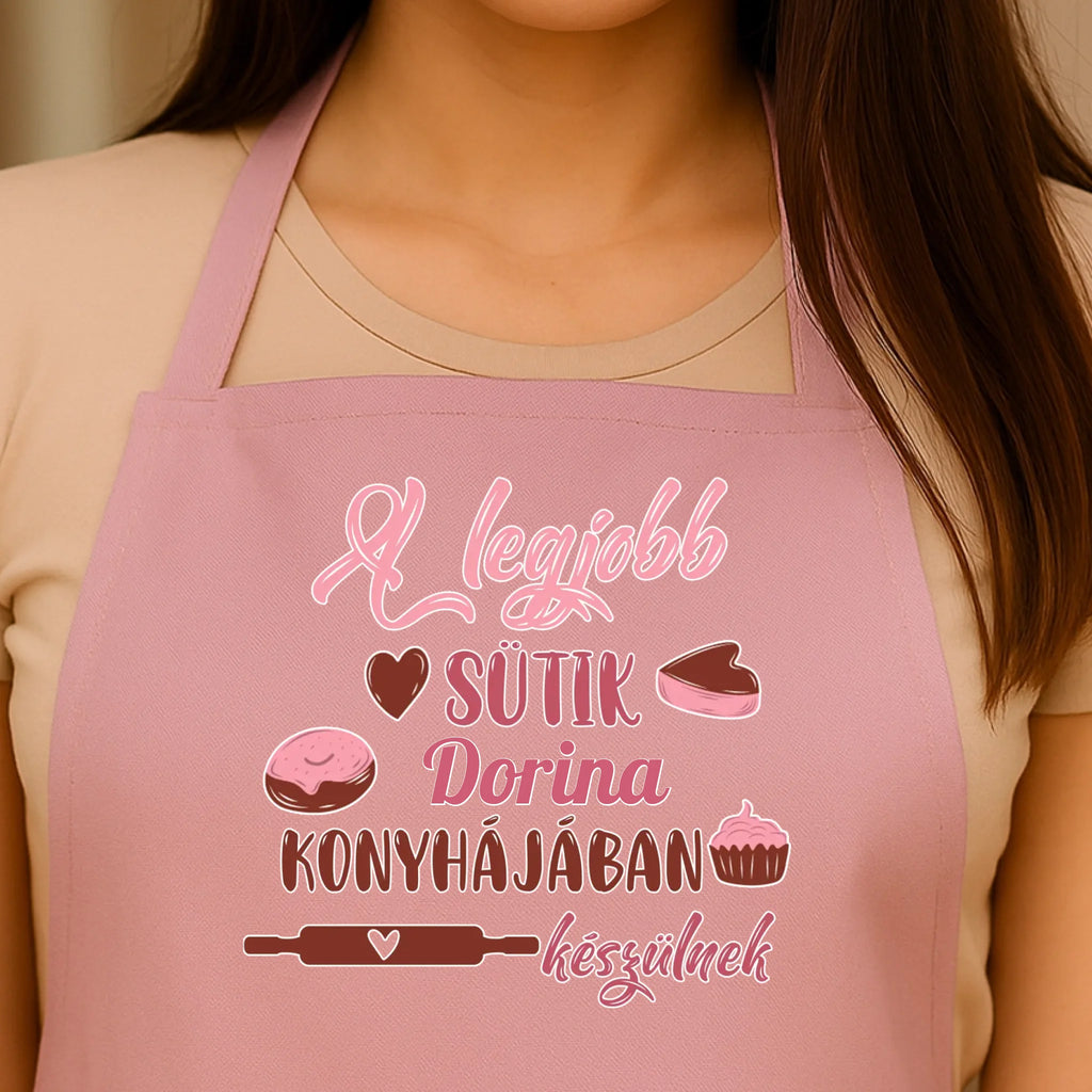 Egyedi rózsaszín kötény - Ajándékverzum