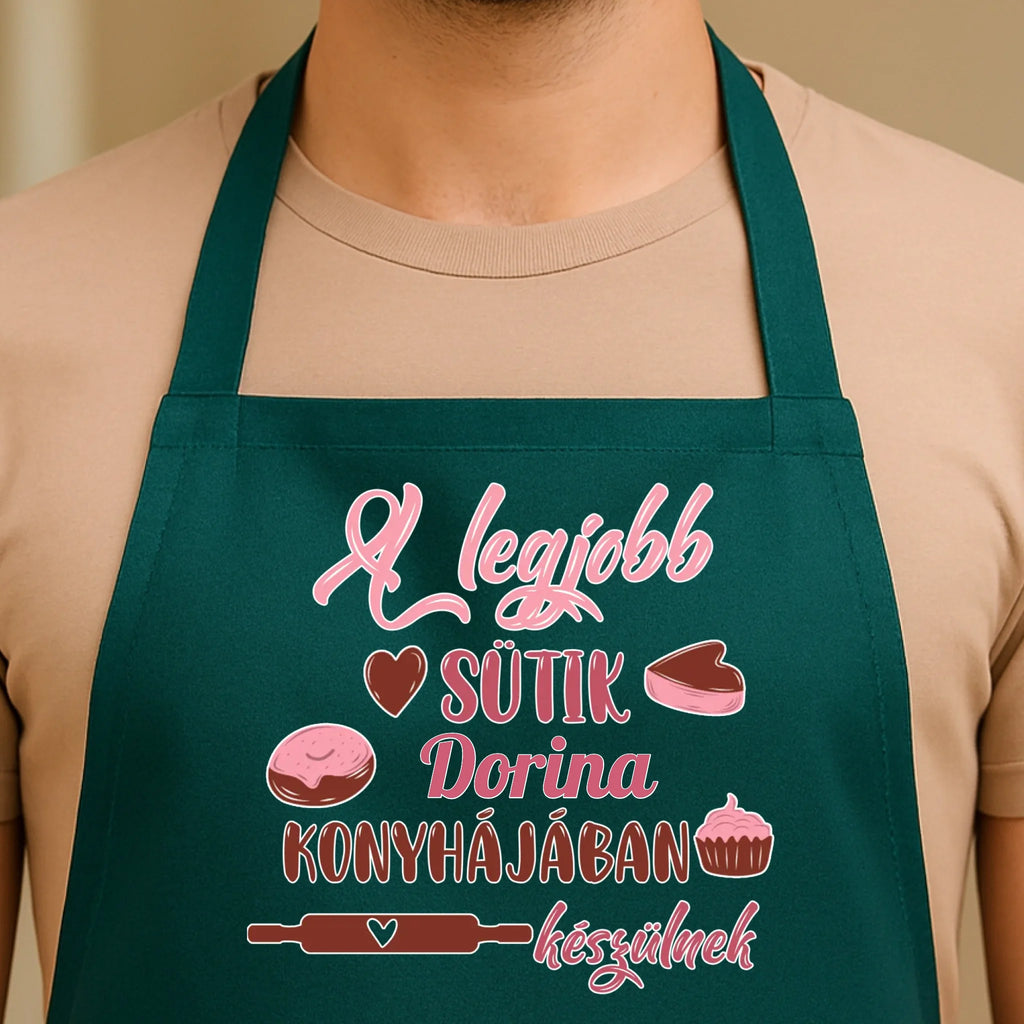 Egyedi zöld kötény - Ajándékverzum