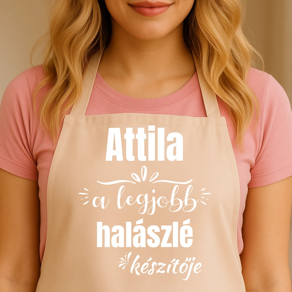 Egyedi bézs kötény - Ajándékverzum