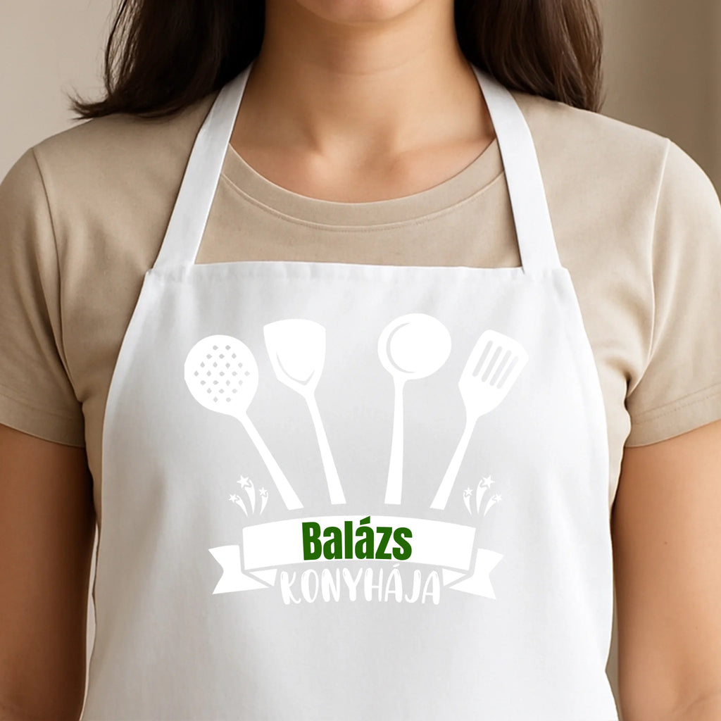 Egyedi fehér kötény - Ajándékverzum