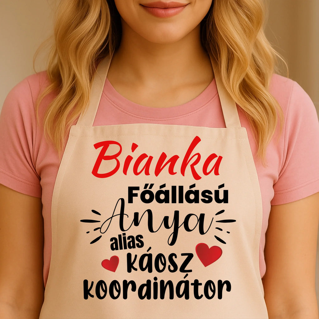 Egyedi bézs kötény - Ajándékverzum