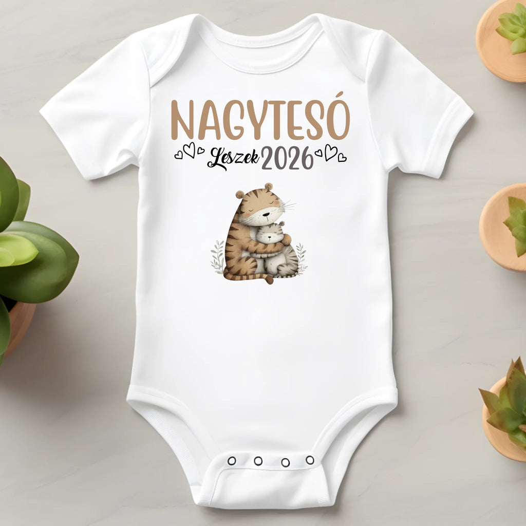 Nagytesó leszek egyedi feliratos baba body állatos minta - Ajándékverzum