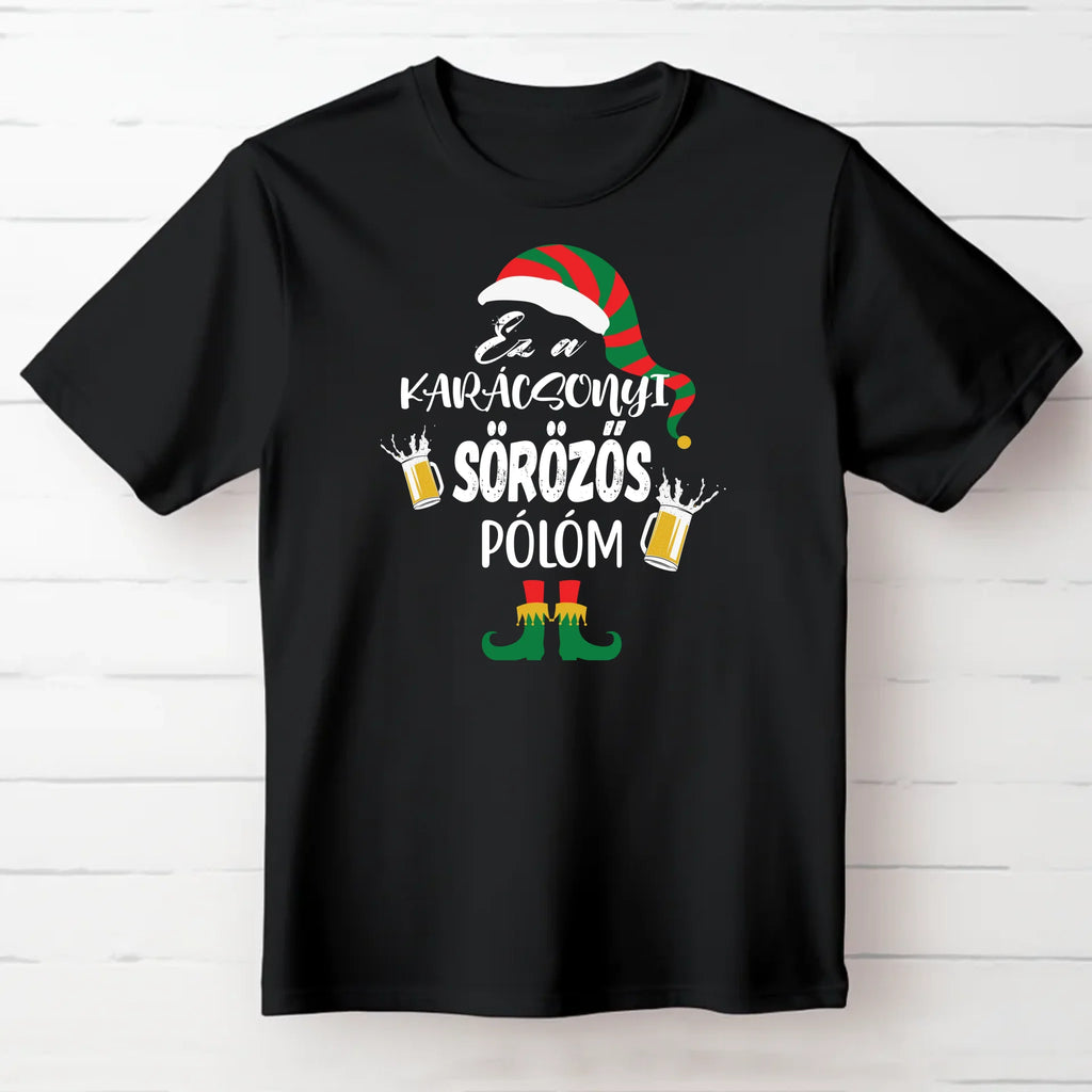 Ez a karácsonyi sörözős pólóm manó mintával - Ajándékverzum