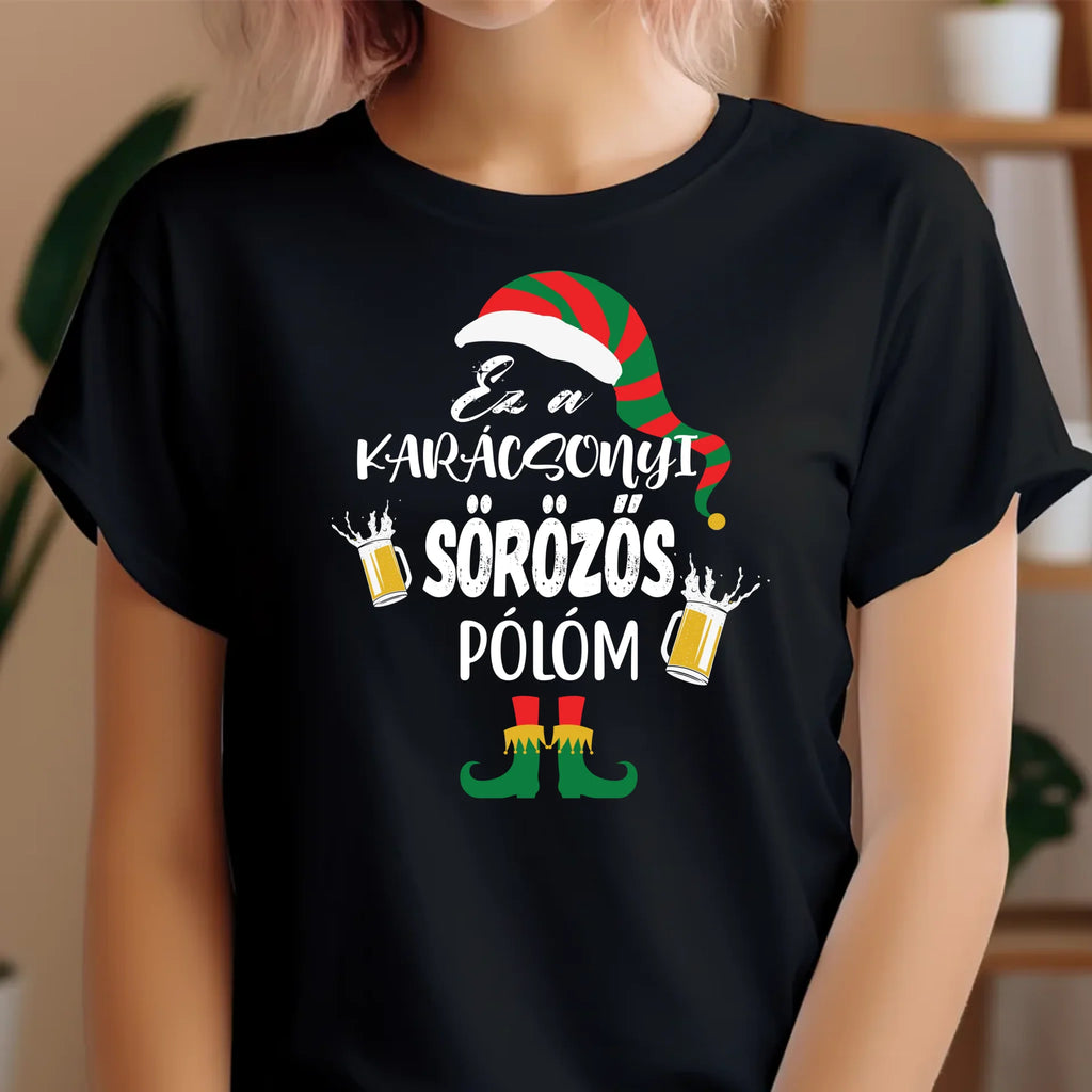 Ez a karácsonyi sörözős pólóm manó mintával - Ajándékverzum