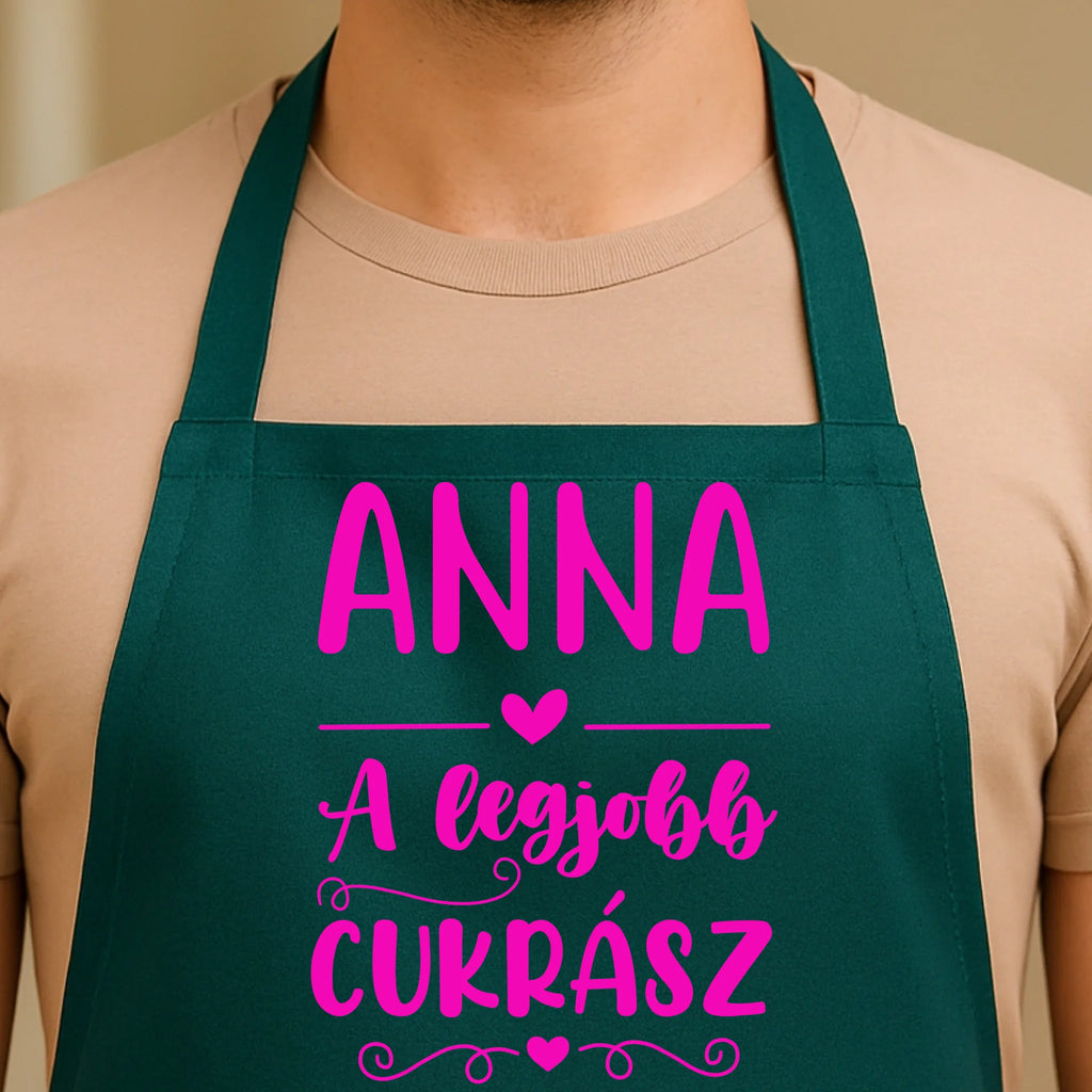 Egyedi zöld kötény - Ajándékverzum