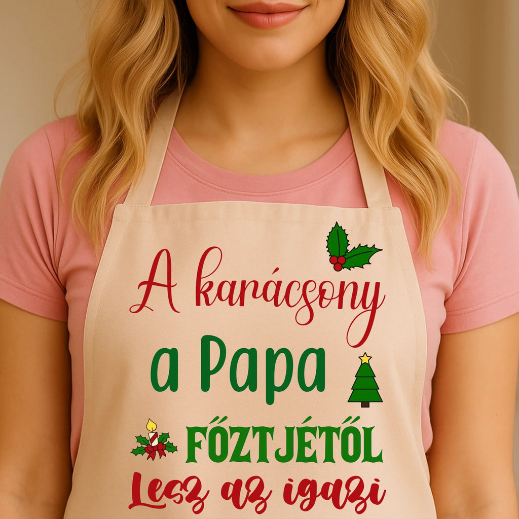 Egyedi bézs kötény - Ajándékverzum