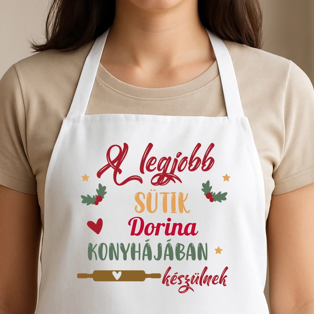 Egyedi fehér kötény - Ajándékverzum