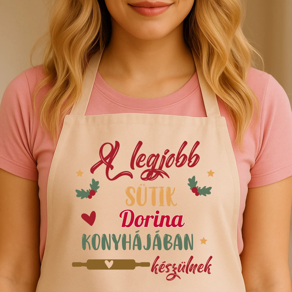 Egyedi bézs kötény - Ajándékverzum