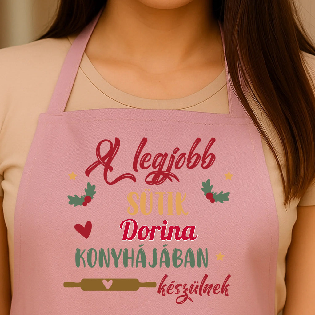 Egyedi rózsaszín kötény - Ajándékverzum