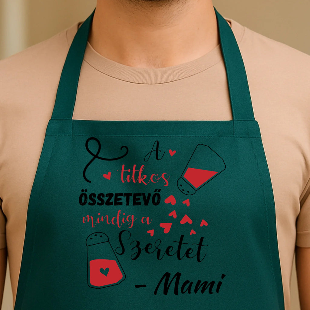 Egyedi zöld kötény - Ajándékverzum