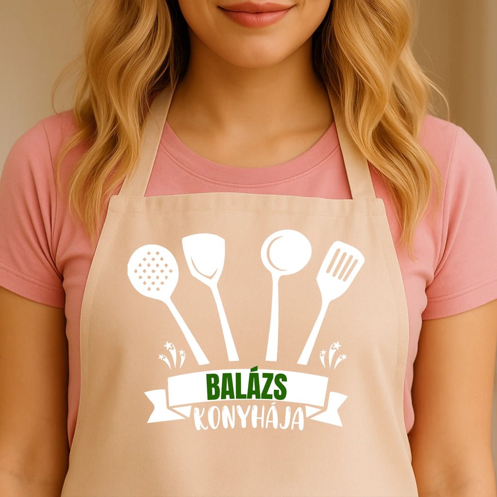 Egyedi bézs kötény - Ajándékverzum