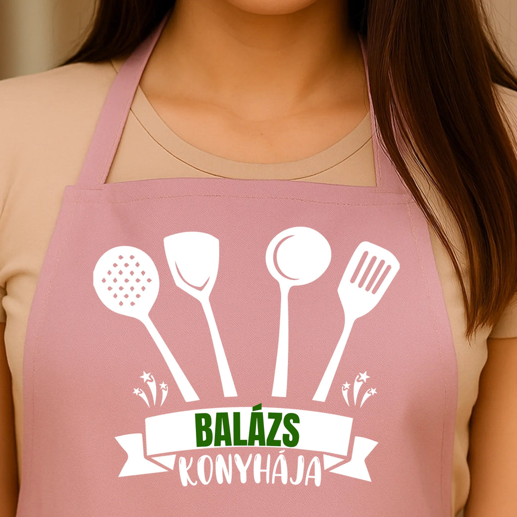 Egyedi rózsaszín kötény - Ajándékverzum