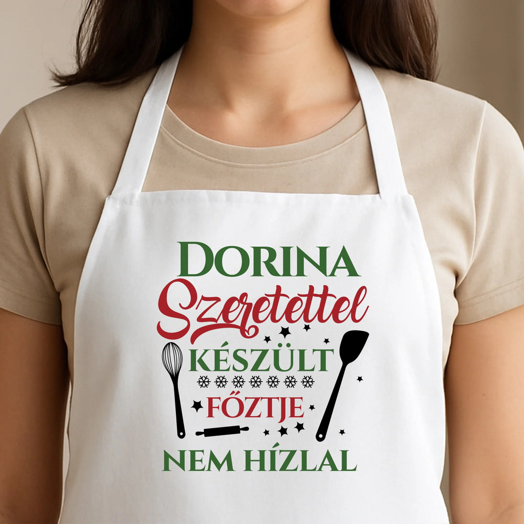 Egyedi fehér kötény - Ajándékverzum