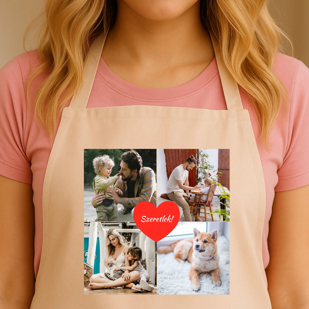 Egyedi bézs kötény - Ajándékverzum