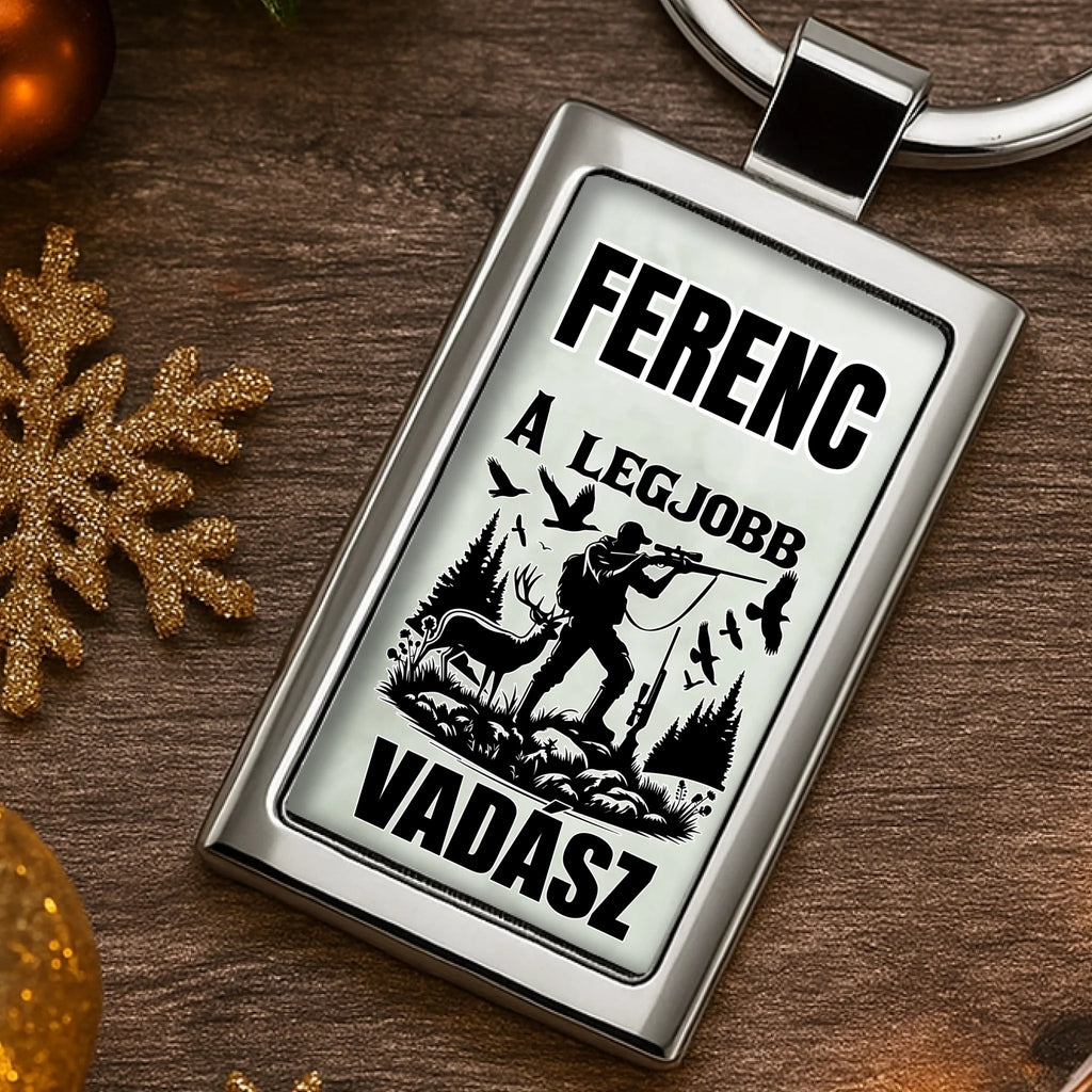 Egyedi neves fém kulcstartó vadászoknak - Ajándékverzum