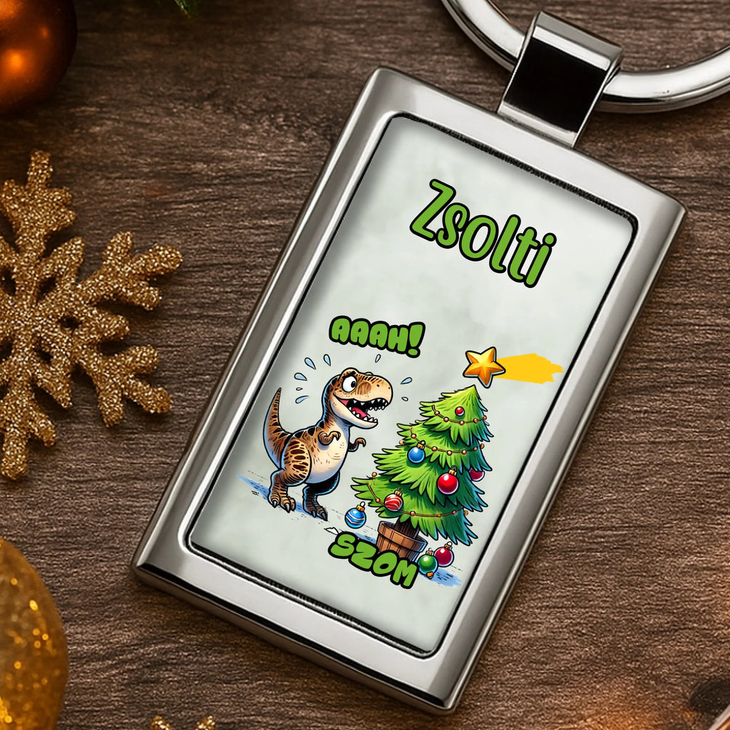 Karácsonyi faszom mintás vicces kulcstartó névvel - Ajándékverzum