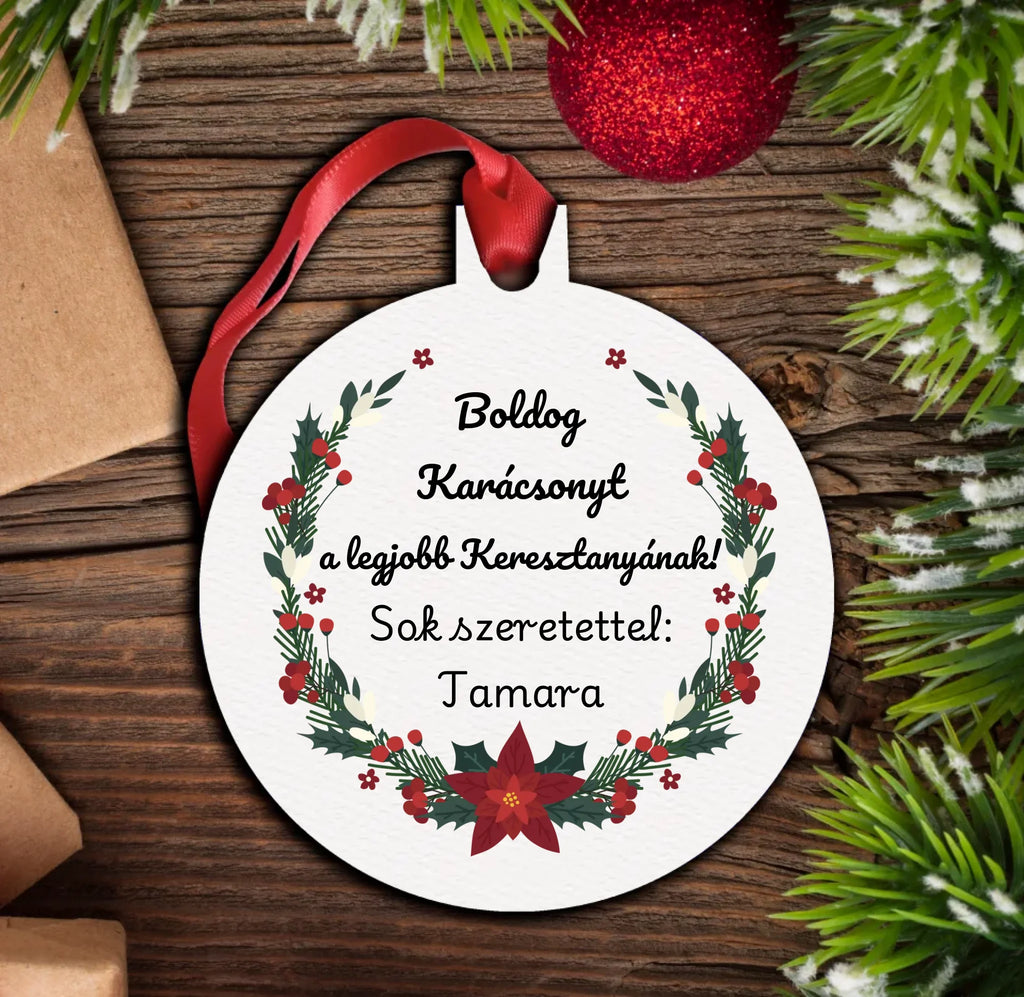 A legjobb Keresztanya - egyedi karácsonyfadísz