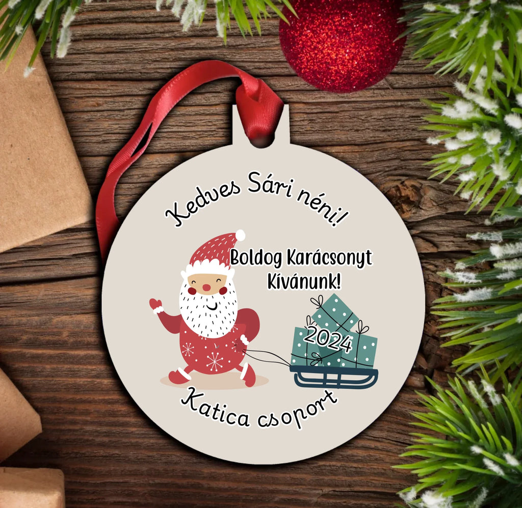 Kedves ajándék bölcsis néninek - egyedi karácsonyfadísz