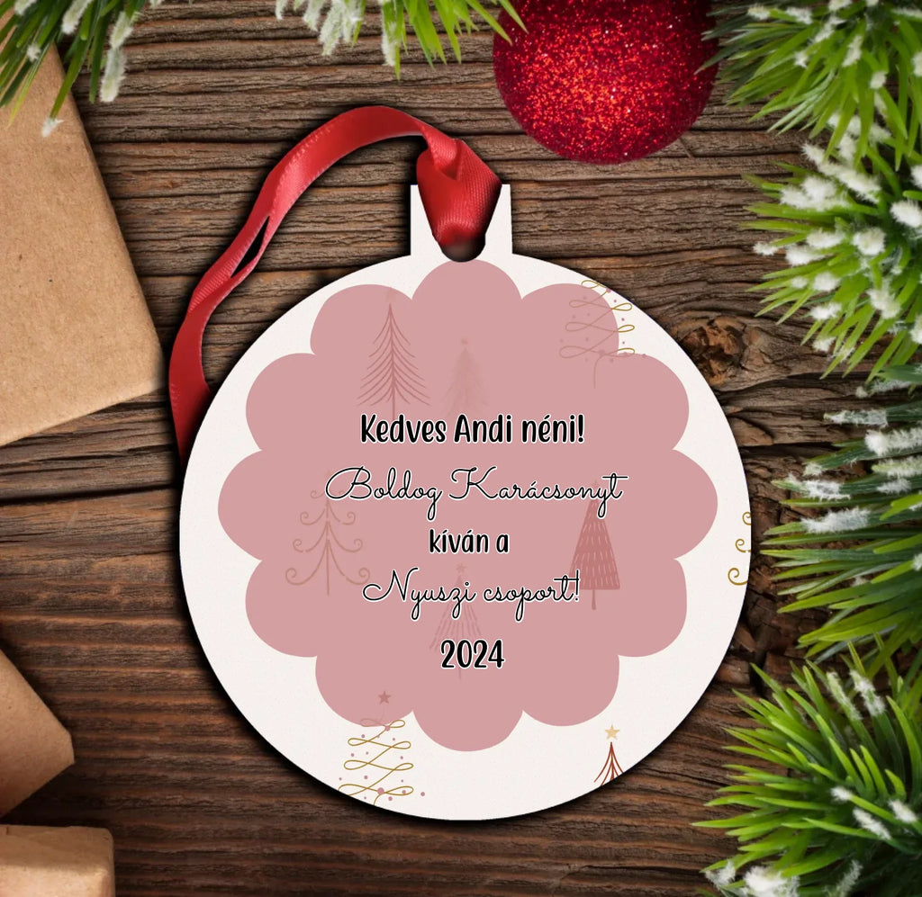 Ajándék karácsonyfadísz az óvónéninek