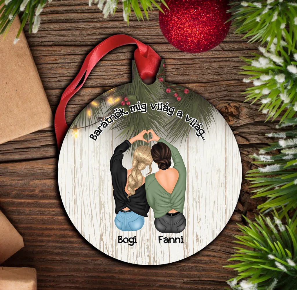 Karácsonyfadísz a legjobb barátnőnek - szerkeszthető karakterekkel