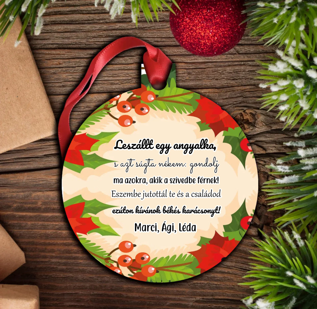 Karácsonyfadísz kedves idézettel