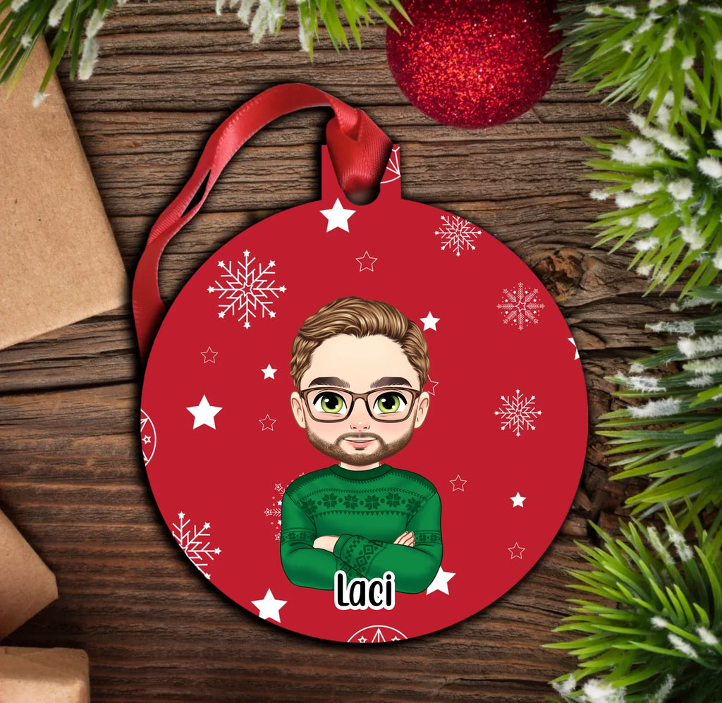 Személyre szabható karakteres karácsonyfadísz apának