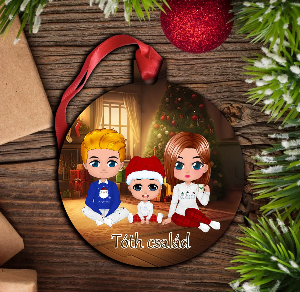 Egyedi személyre szabható karakteres karácsonyfadísz