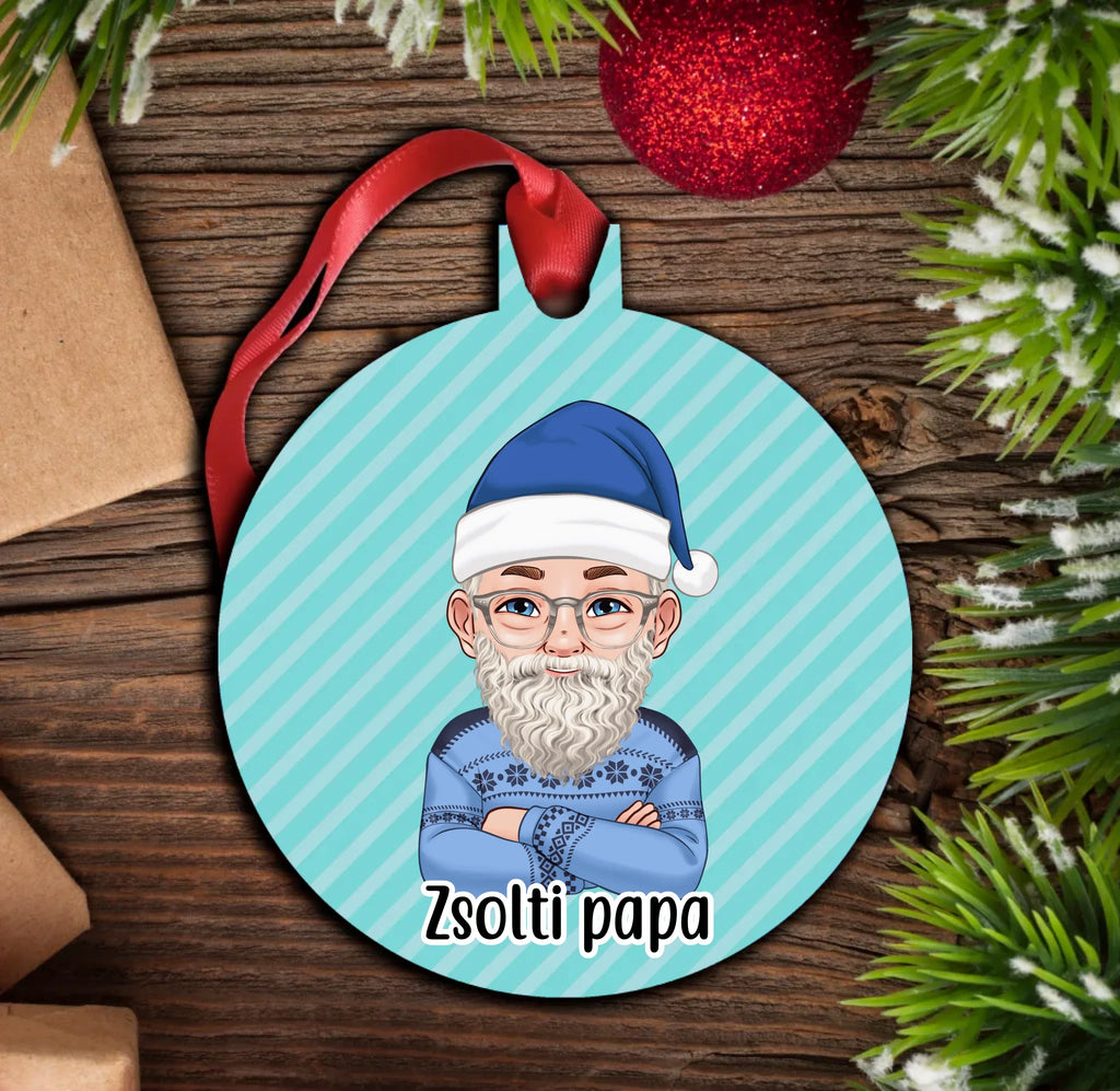 Személyre szabható karakteres karácsonyfadísz papának