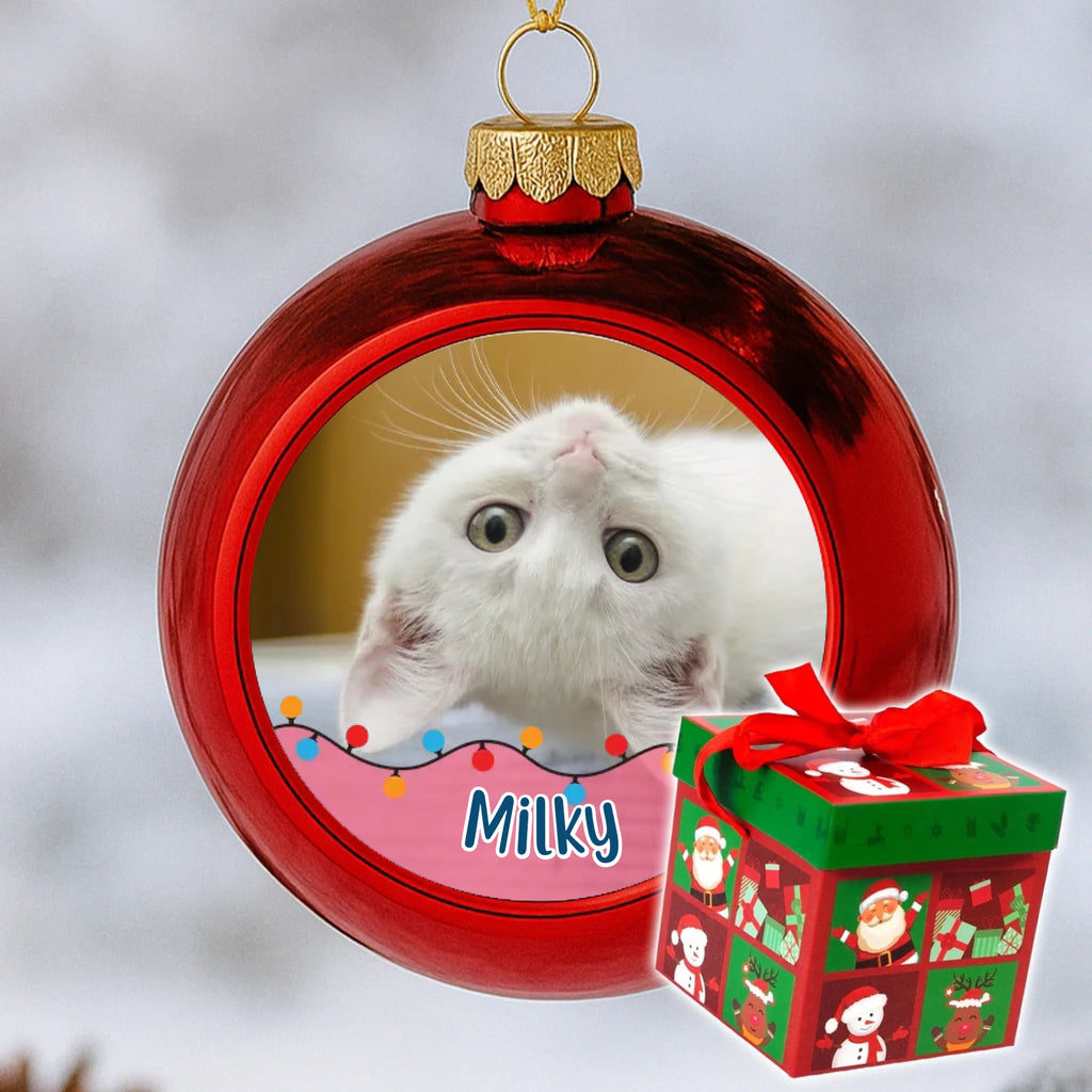 Fényképes piros gömbdísz