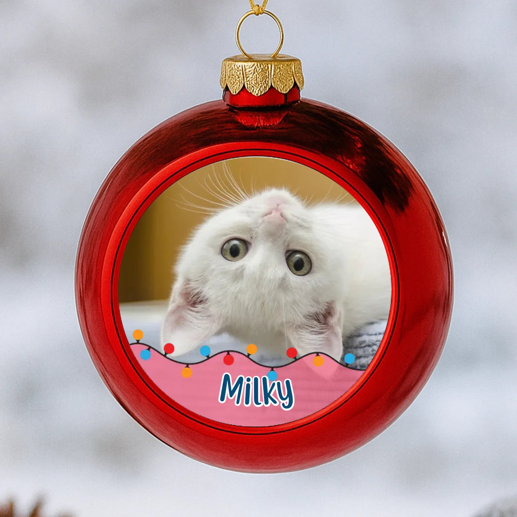 Fényképes piros gömbdísz