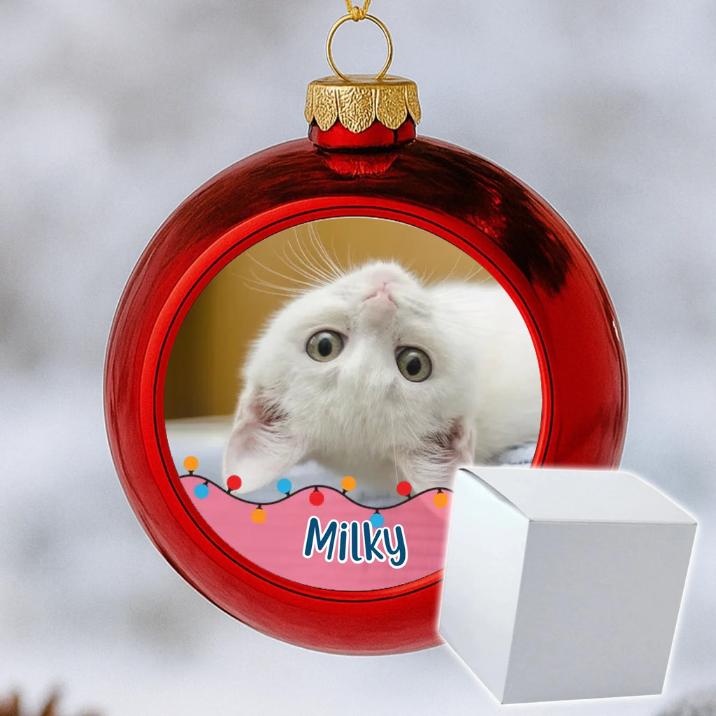 Fényképes piros gömbdísz