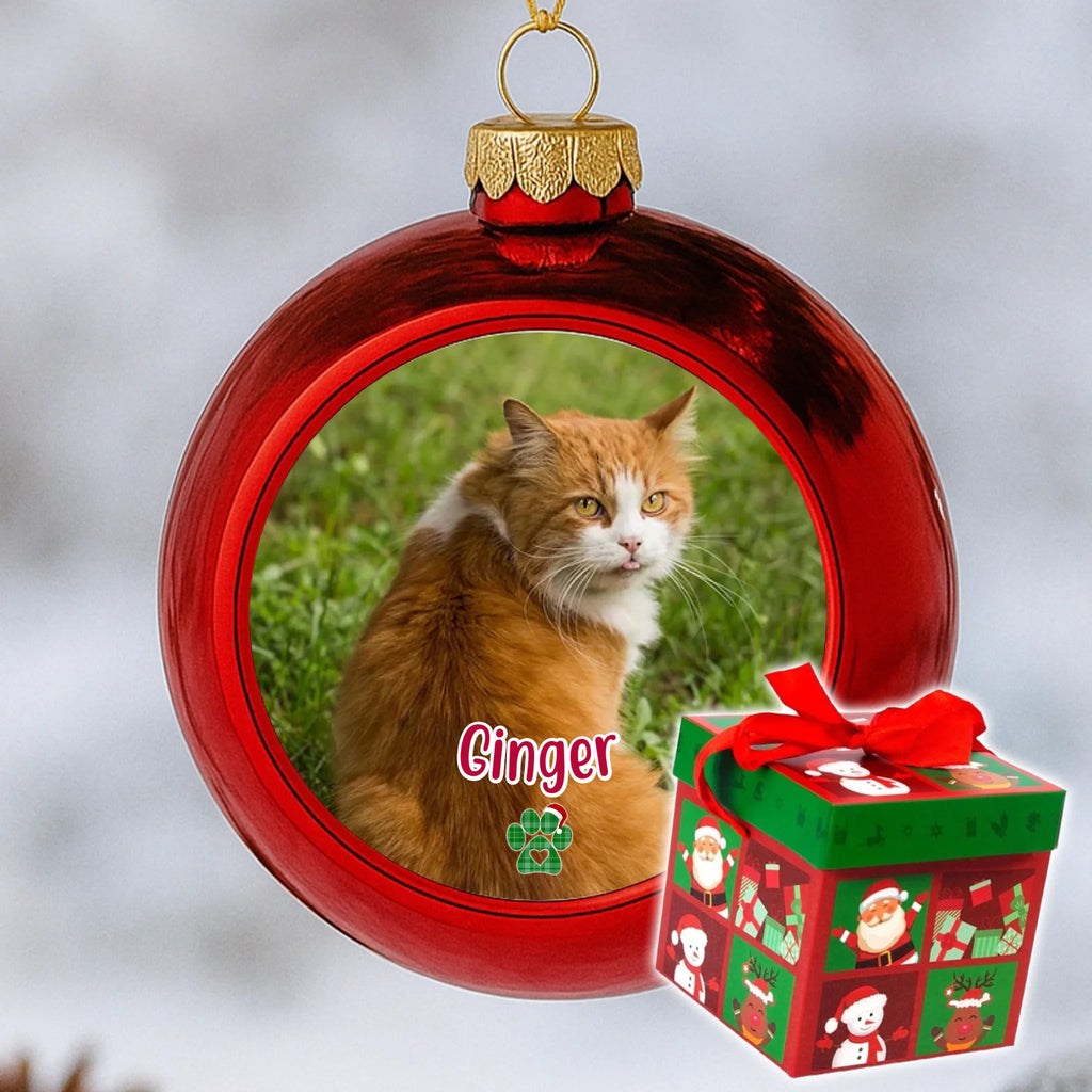 Fényképes piros gömbdísz