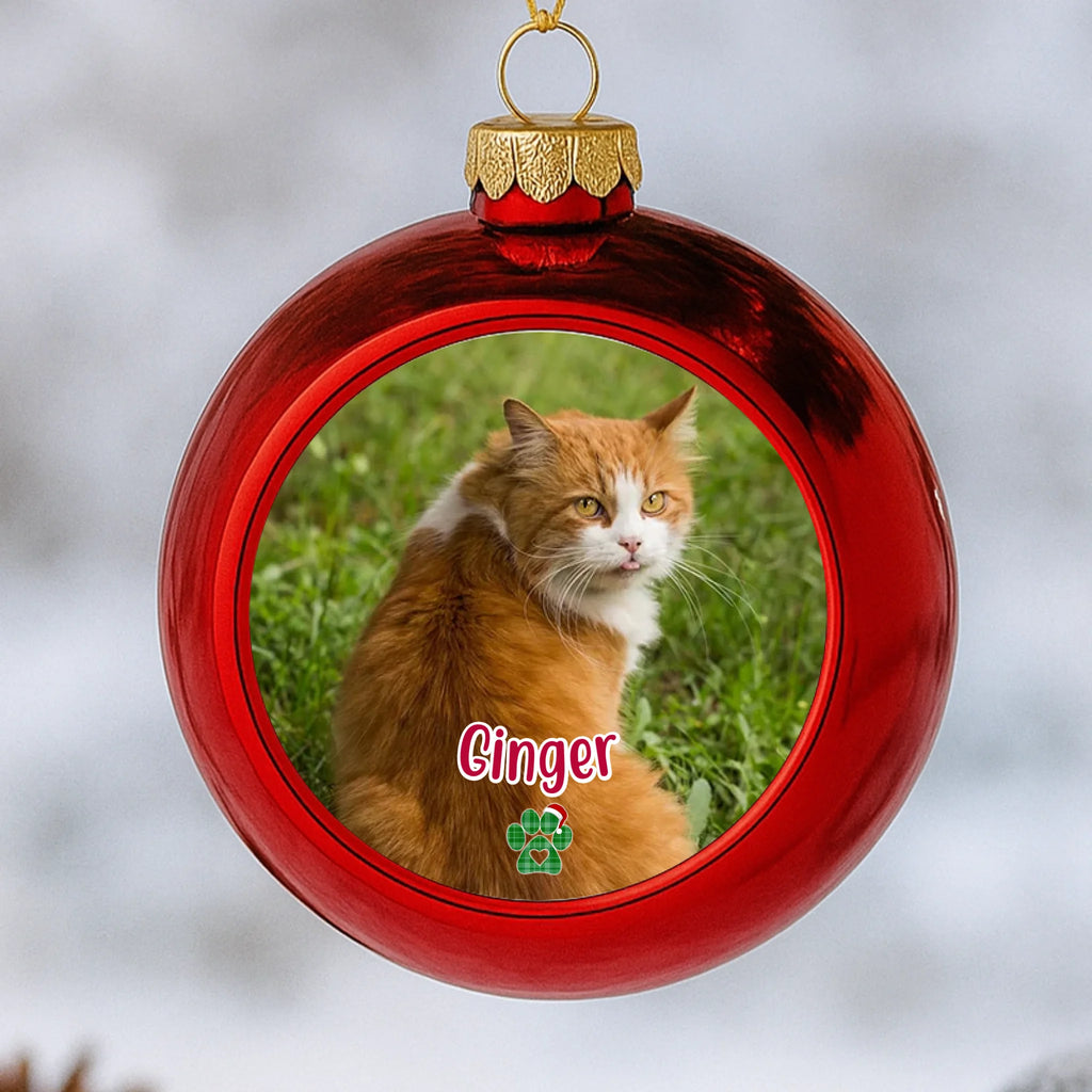 Fényképes piros gömbdísz