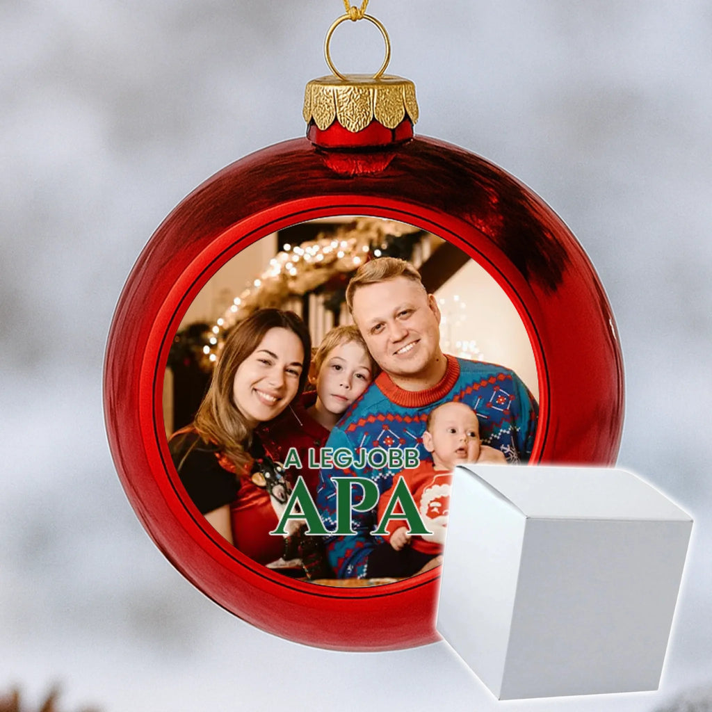 Fényképes piros gömbdísz