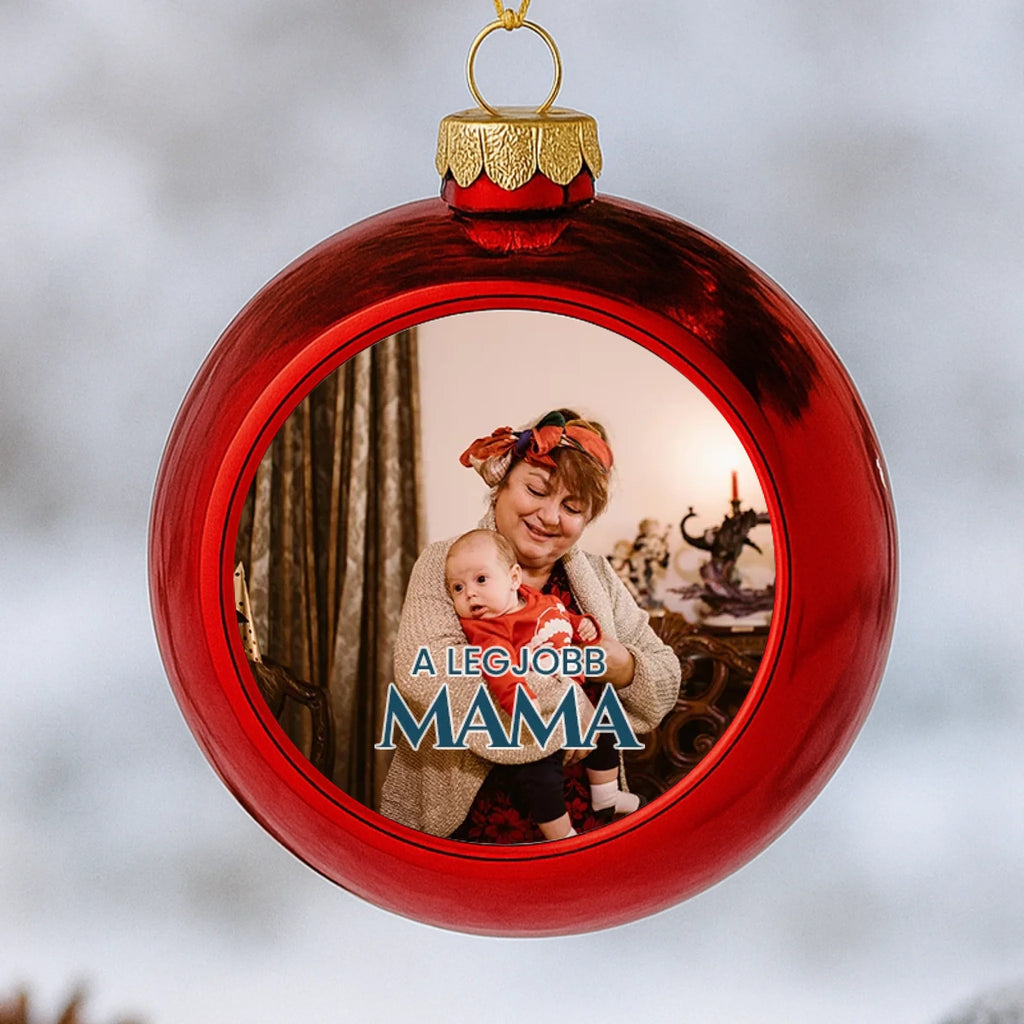 Fényképes piros gömbdísz