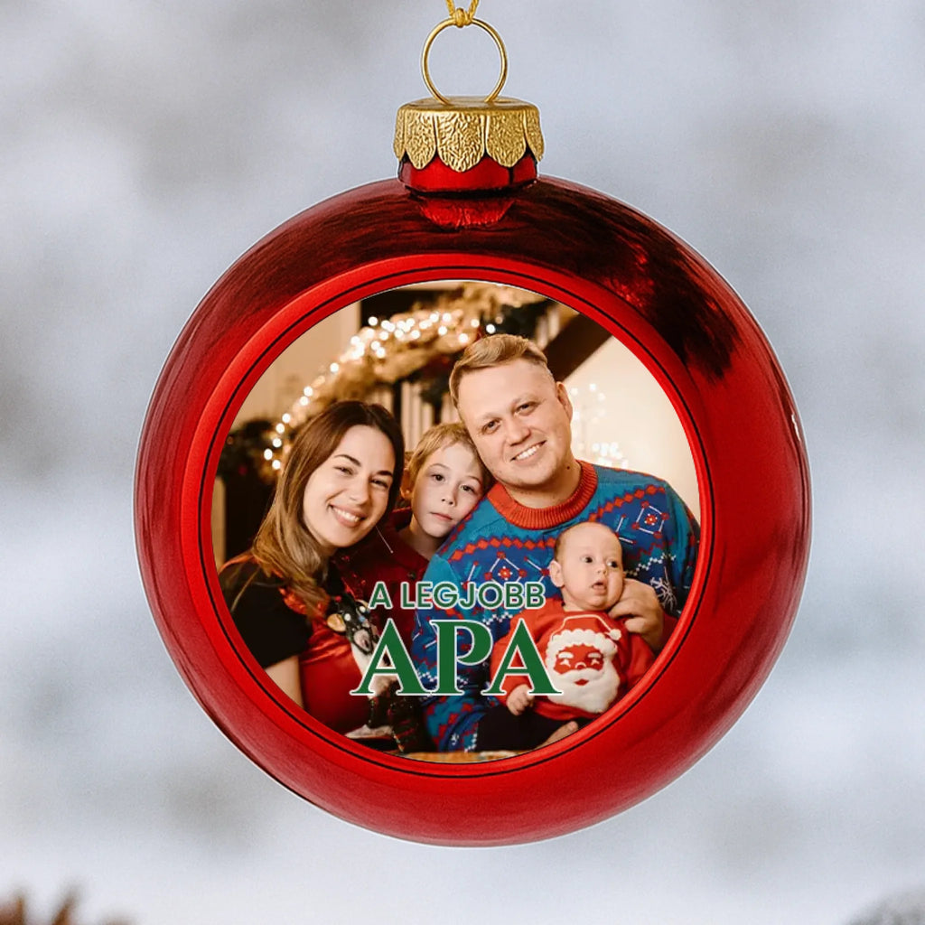 Fényképes piros gömbdísz