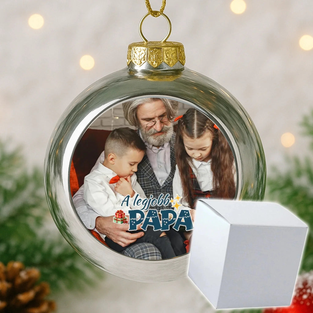 Fényképes ezüst gömbdísz