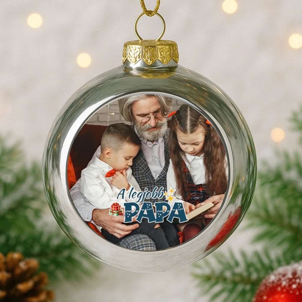 Fényképes ezüst gömbdísz