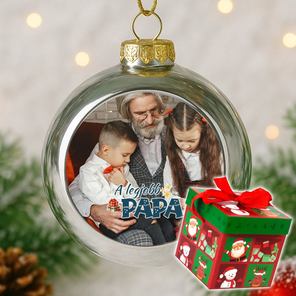 Fényképes ezüst gömbdísz