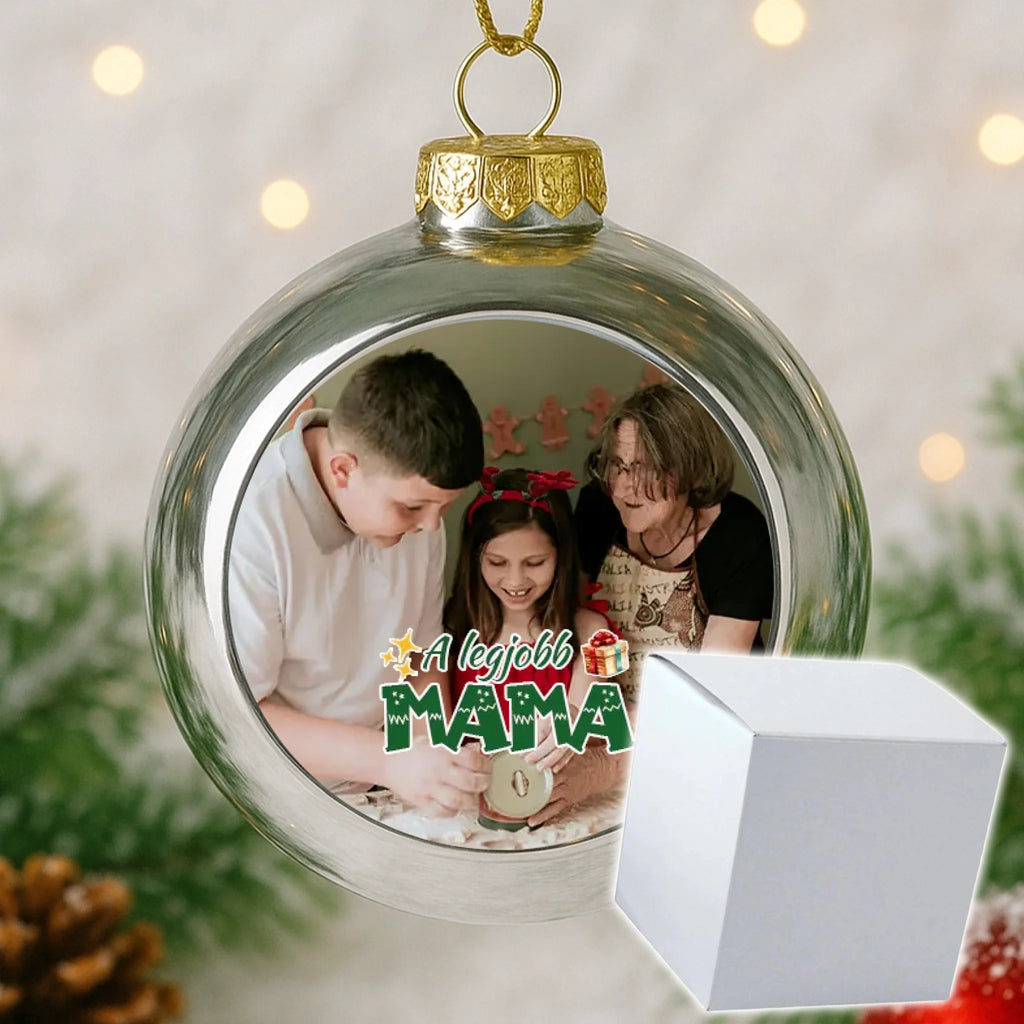 Fényképes ezüst gömbdísz