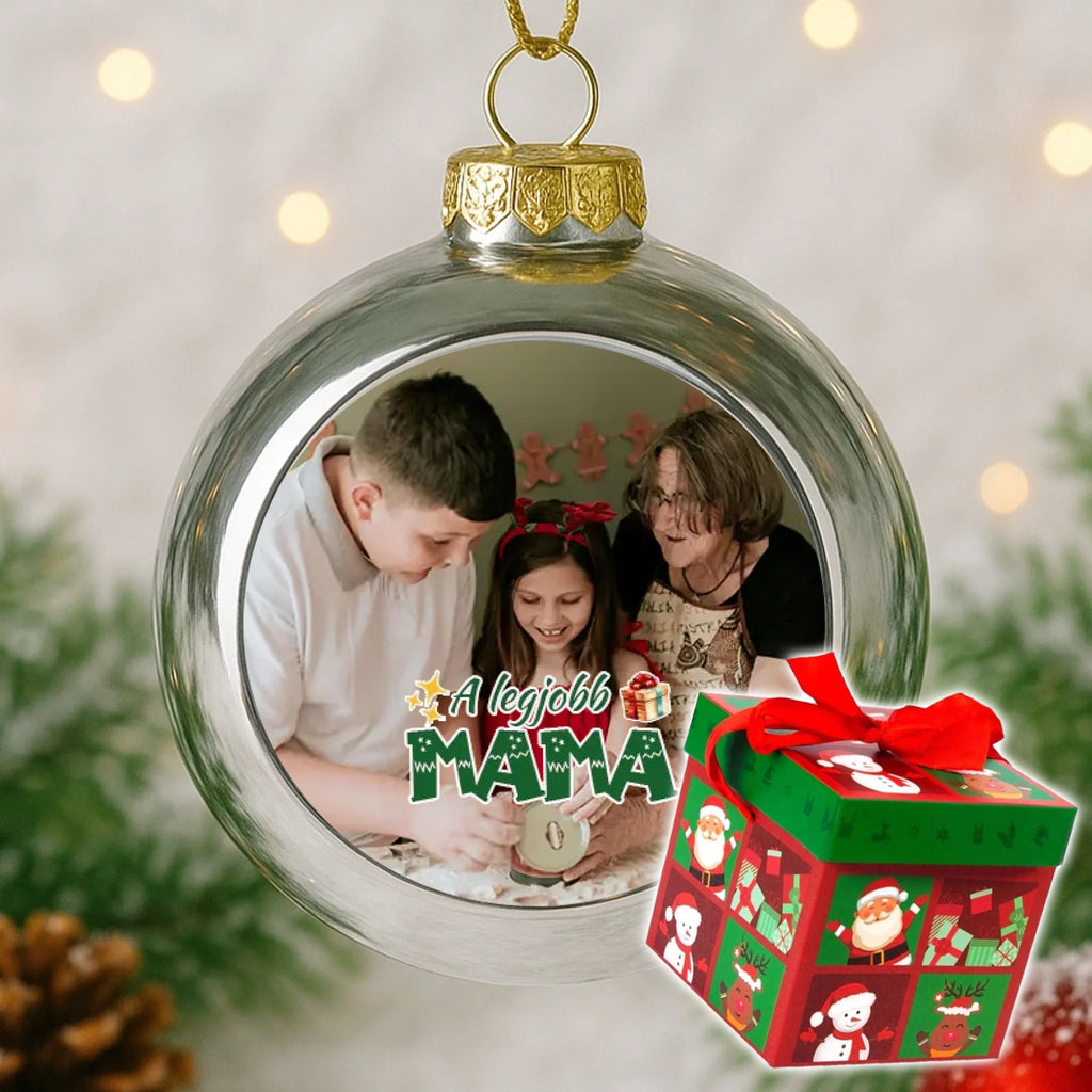 Fényképes ezüst gömbdísz